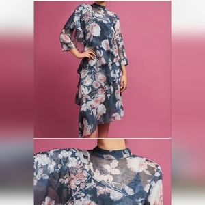 HEMANT & NANDITA RUFFLE FLORAL PRINT DRESS Size M
